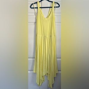NWT New York & Company Yellow Asymmetrical Handkerchief Hem Flowy Dress